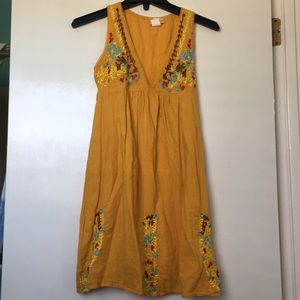 Yellow gold floral embroidered dress